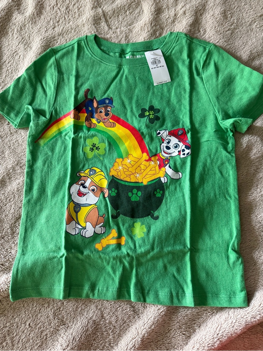 Paw Patrol St Patrick’s Day Shirt 5T Green Rainbow Shamrock NWT
